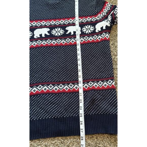 Aspen Sweater Mens Medium Navy Blue Red Fair Isle Nordic Polar Bears Ski EUC - Picture 7 of 9